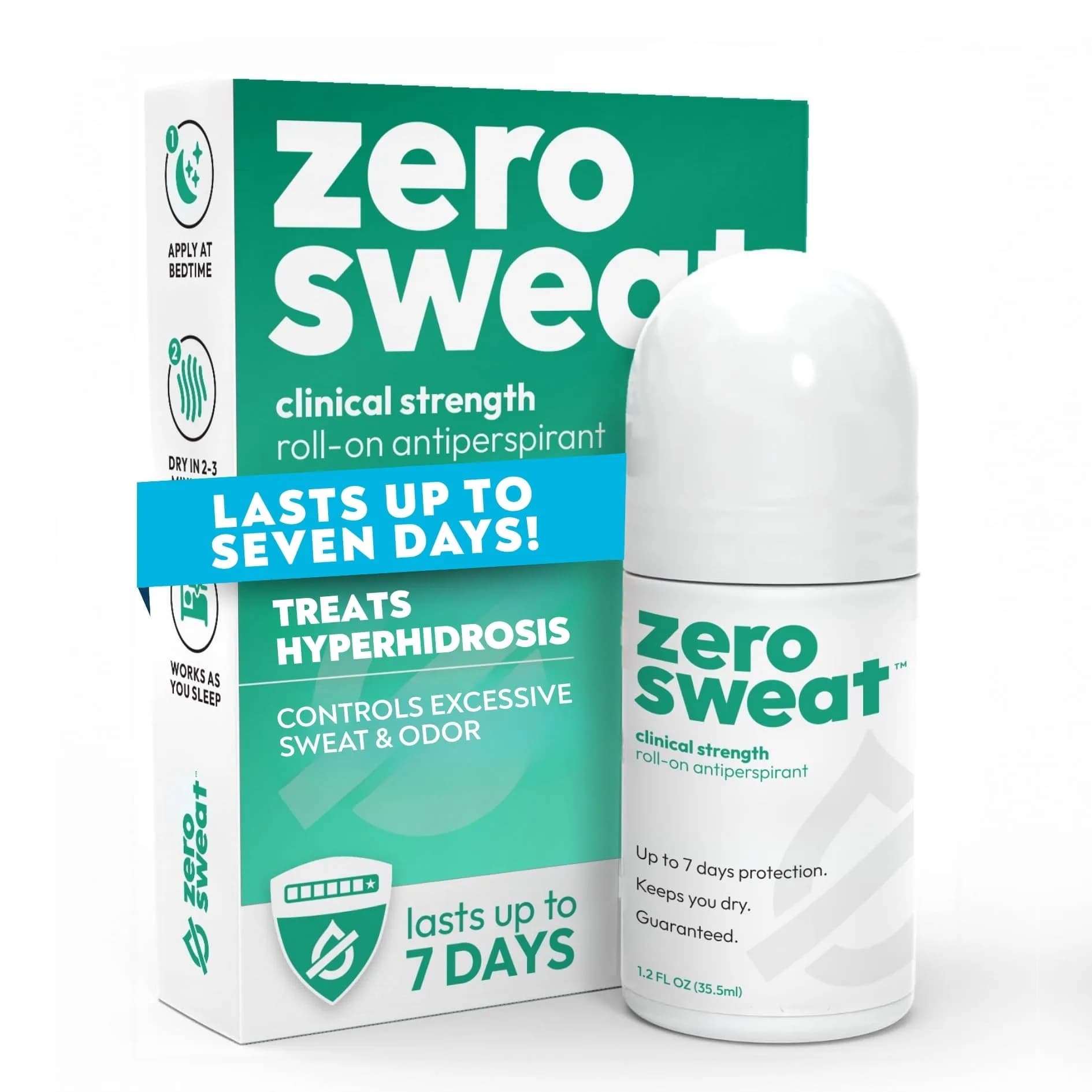 ZeroSweat Clinical Strength Antiperspirant Deodorant for Hyperhidrosis 35.5ml (1.2 Fl Oz) | Stops Excessive Armpit Sweat - main product image