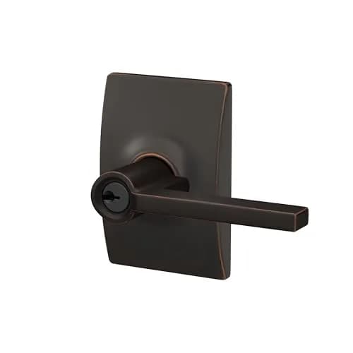 SCHLAGE Latitude Keyed Entry Door Handle, Reversible, Aged Bronze | Minimalist Design & Certified Security thumbnail 3