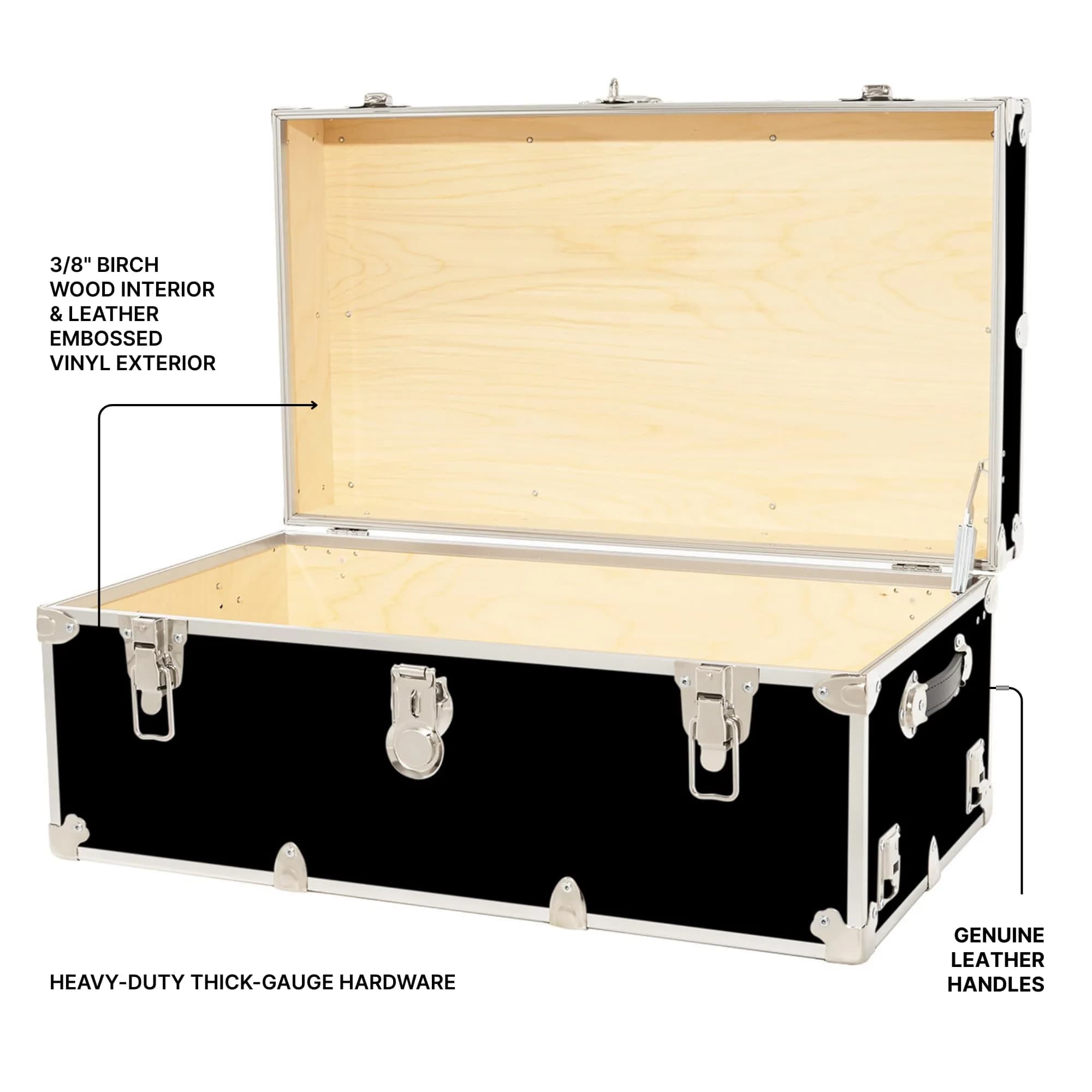 Rhino Trunk & Case Classic Camp & College Storage Trunk with Wheels | Heavy-Duty Dorm & Home Storage | 30" x 17" x 13" | 105 qt thumbnail 3