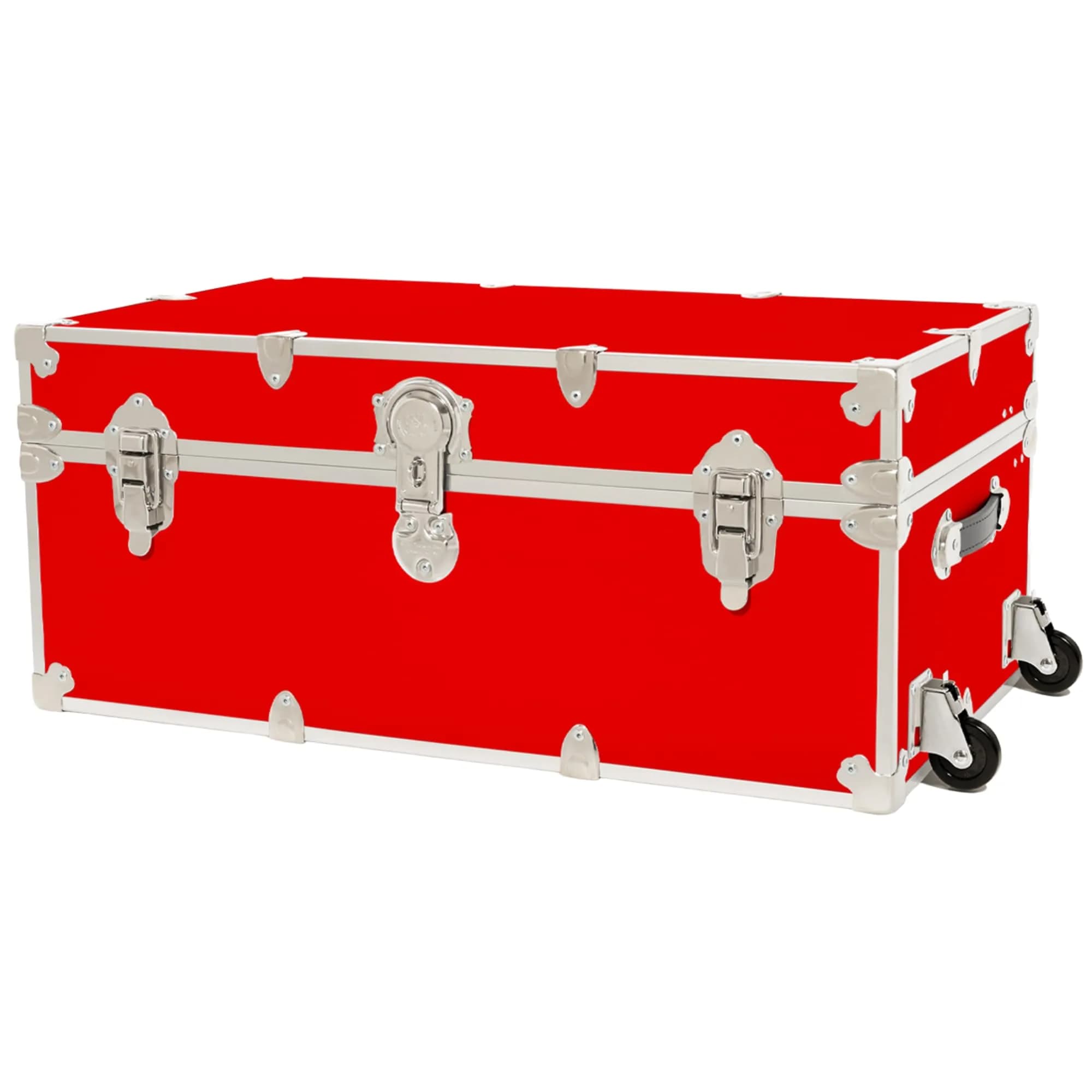 Rhino Trunk & Case Classic Camp & College Trunk with Wheels | Heavy-Duty Dorm Storage, 105 qt, USA Made — Red
