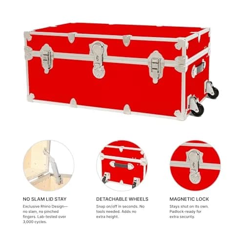 Rhino Trunk & Case Classic Camp & College Storage Trunk 30" x 17" x 13" | Heavy-Duty Dorm & Home Storage thumbnail 4