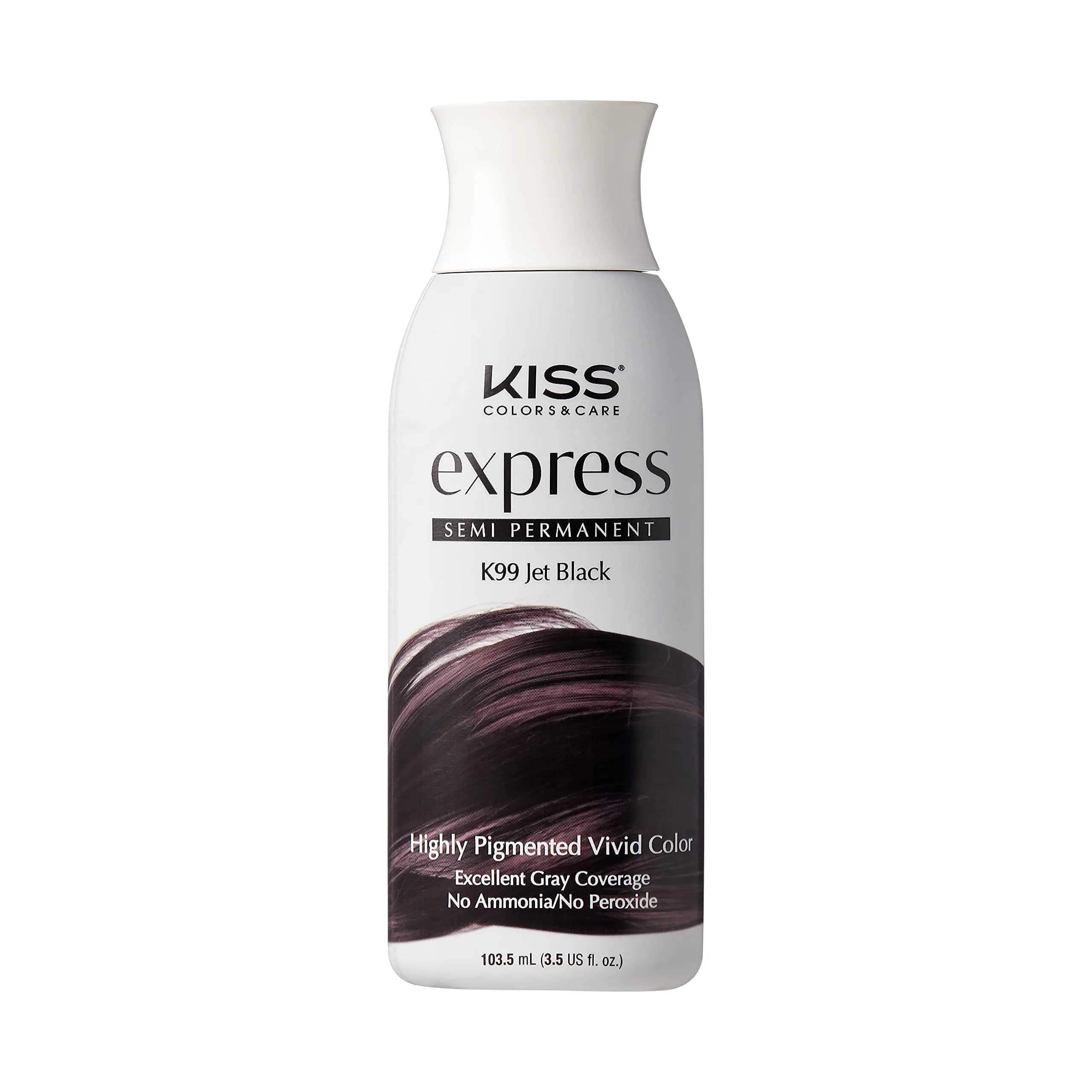 KISS Express Color Semi-Permanent Hair Color Jet Black 103.5ml (3.5 Fl Oz) | Ammonia-Free & Peroxide-Free Formula - main product image