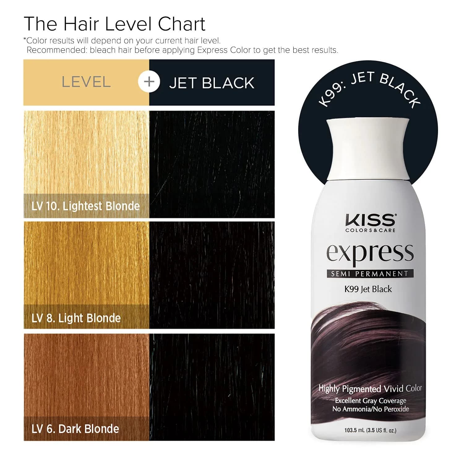 KISS Express Color Semi-Permanent Hair Color Jet Black 103.5ml (3.5 Fl Oz) | Ammonia-Free & Peroxide-Free Formula - view 5