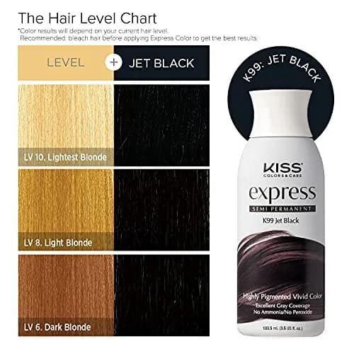 KISS Express Color Semi-Permanent Hair Color Jet Black 103.5ml (3.5 Fl Oz) | Ammonia-Free & Peroxide-Free Formula thumbnail 5