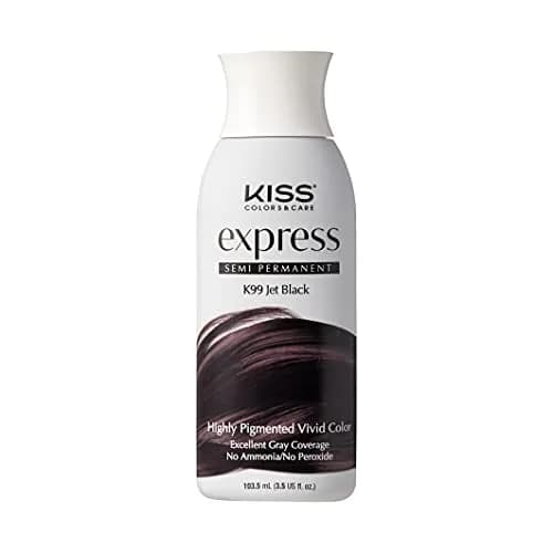 KISS Express Color Semi-Permanent Hair Color Jet Black 103.5ml (3.5 Fl Oz) | Ammonia-Free & Peroxide-Free Formula thumbnail 1