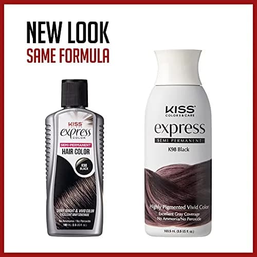 KISS Express Color Semi-Permanent Hair Color Jet Black 103.5ml (3.5 Fl Oz) | Ammonia-Free & Peroxide-Free Formula thumbnail 3
