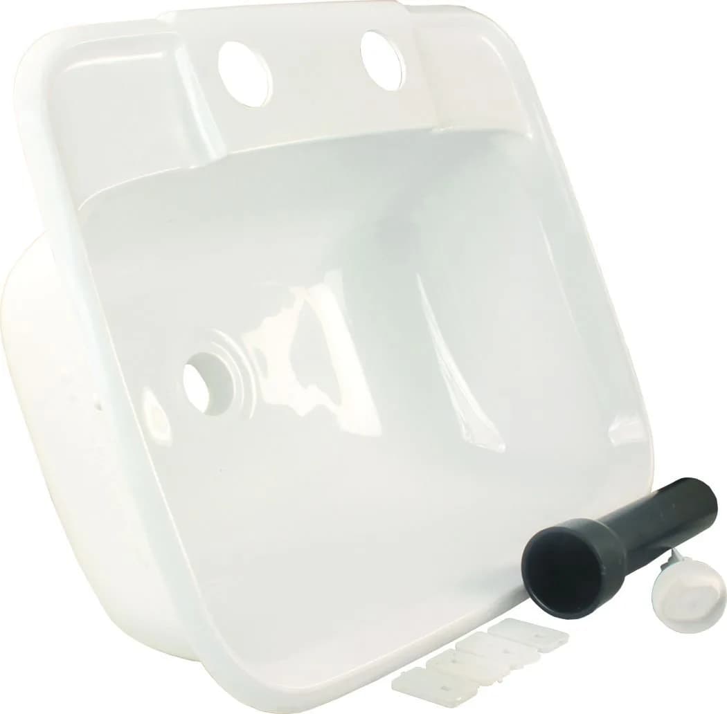 JR Products Molded Lavatory Sink - White | 6" Tall x 14-7/8" Wide x 12-3/8" Deep, Porcelain