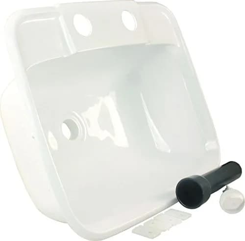 JR Products Molded Lavatory Sink - White | 6" Tall x 14-7/8" Wide x 12-3/8" Deep, Porcelain thumbnail 1