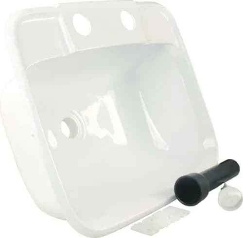 JR Products Molded Lavatory Sink - White | 6" Tall x 14-7/8" Wide x 12-3/8" Deep, Porcelain thumbnail 2