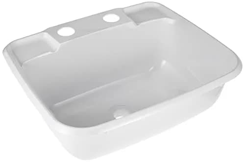 JR Products Molded Lavatory Sink - White | 6" Tall x 14-7/8" Wide x 12-3/8" Deep, Porcelain thumbnail 3
