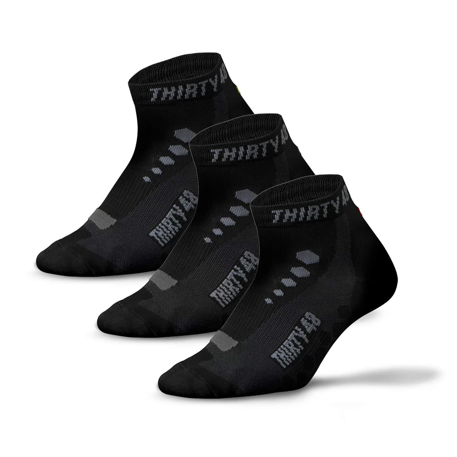 Thirty48 Low Cut Cycling Socks for Men and Women | Unisex Breathable Sport Socks (Large - Women 9-12 // Men 8-11, 3 Pairs, Black/Gray) — (3 Pairs) Black/Gray / Large