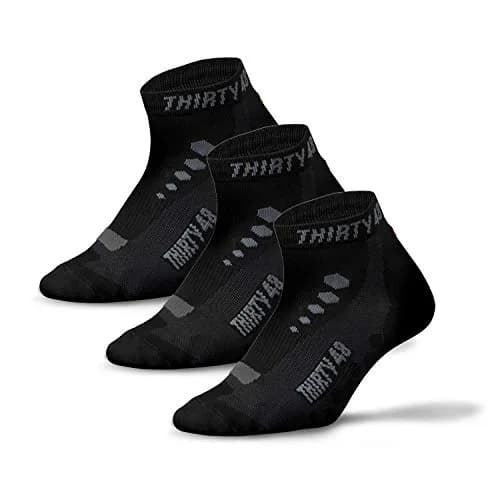 Thirty48 Low Cut Cycling Socks for Men and Women | Unisex Breathable Sport Socks (Large - Women 9-12 // Men 8-11, 3 Pairs, Black/Gray) thumbnail 1