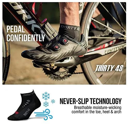 Thirty48 Low Cut Cycling Socks for Men and Women | Unisex Breathable Sport Socks (Large - Women 9-12 // Men 8-11, 3 Pairs, Black/Gray) thumbnail 6