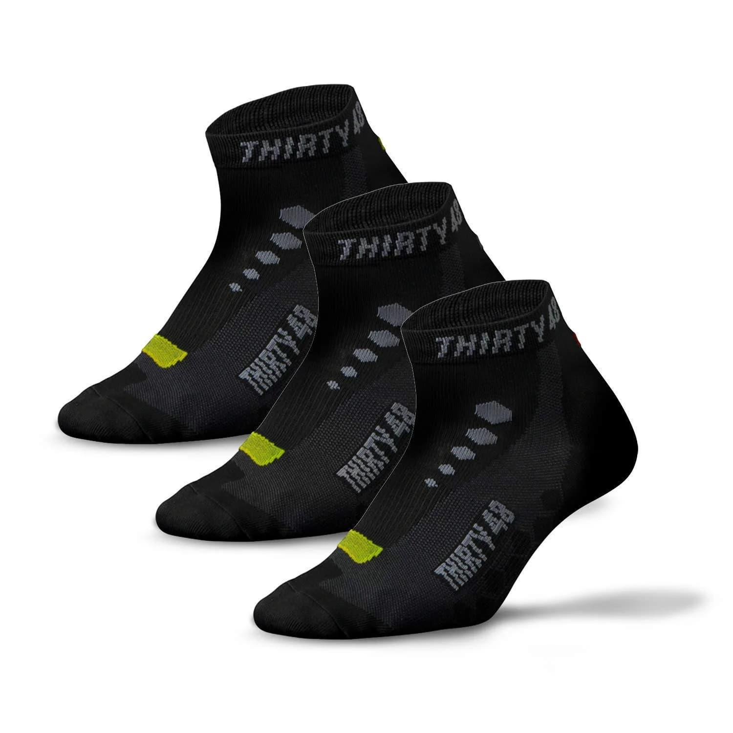 Thirty48 Low Cut Cycling Socks for Men and Women | Unisex Breathable Sport Socks (Large - Women 9-12 // Men 8-11, 3 Pairs, Black/Gray) — (3 Pairs) Black/Green / X-Large