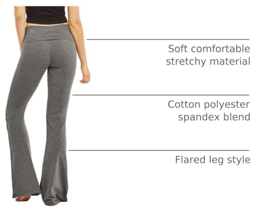 MOPAS Women's Flared High Rise Cotton Spandex Yoga Pants | Comfortable & Stylish (M, Charcoal) thumbnail 4