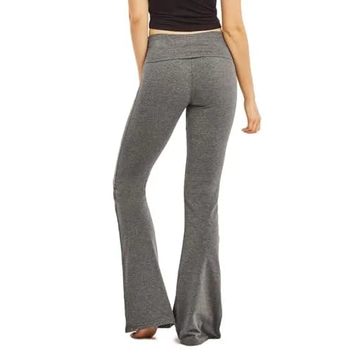 MOPAS Women's Flared High Rise Cotton Spandex Yoga Pants | Comfortable & Stylish (M, Charcoal) thumbnail 3