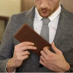 Kattee Men's Vintage Genuine Leather Long Wallet for Checkbook Credit Cards | Brown Bi-Fold (18.5cm x 9cm) - view 2