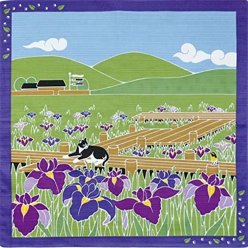 Yamaco Furoshiki Japanese Traditional Wrapping Cloth Tapestry Walking a cat named Tama 50cm (19.7") | Authentic Japanese Design thumbnail 1