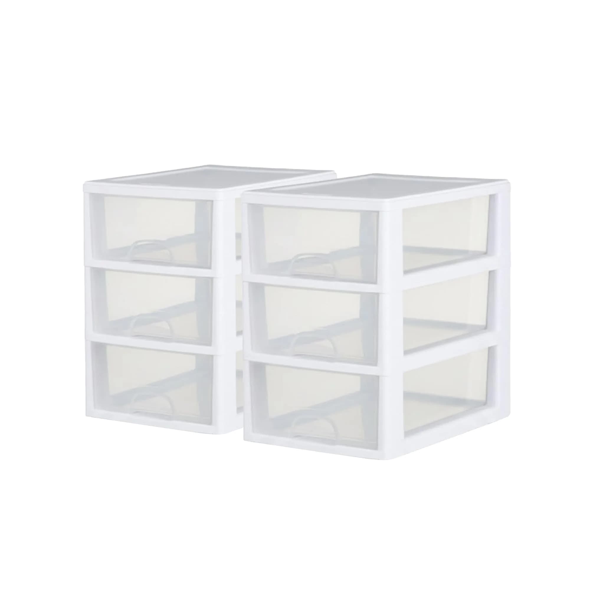 Sterilite Stacking Drawer Storage Organizer 6 Quart (1.5 L) | 6-Pack White Plastic Organizer