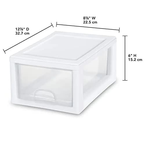 Sterilite Stacking Drawer Storage Organizer 6 Quart (1.5 L) | 6-Pack White Plastic Organizer thumbnail 2