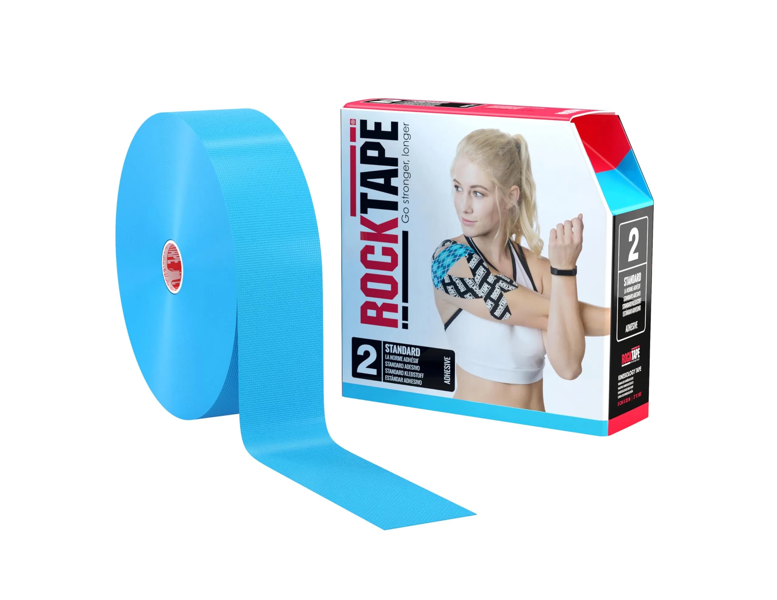 RockTape Electric Blue 2" x 105' (5cm x 32m) Kinesiology Tape | Water & Sweat Resistant, Hypoallergenic, 180% Stretch