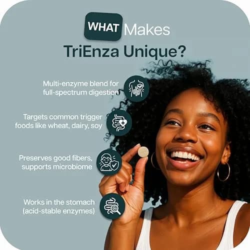 Houston Enzymes TriEnza Digestive Enzyme Supplement Chewable Tablets 180 Count | Supports Gluten, Casein, Soy Digestion thumbnail 4