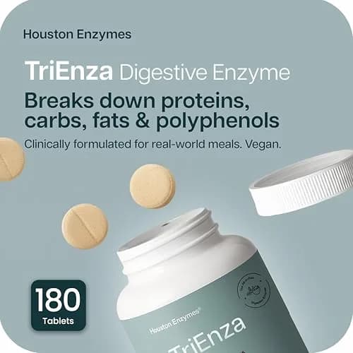 Houston Enzymes TriEnza Digestive Enzyme Supplement Chewable Tablets 180 Count | Supports Gluten, Casein, Soy Digestion thumbnail 3