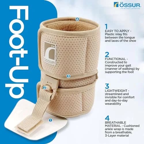 Ossur Foot-up Drop Foot Brace - Ankle Support Comfort Adjustable Wrap (Beige, Medium) | Lightweight, Discreet Support for Drop Foot thumbnail 2
