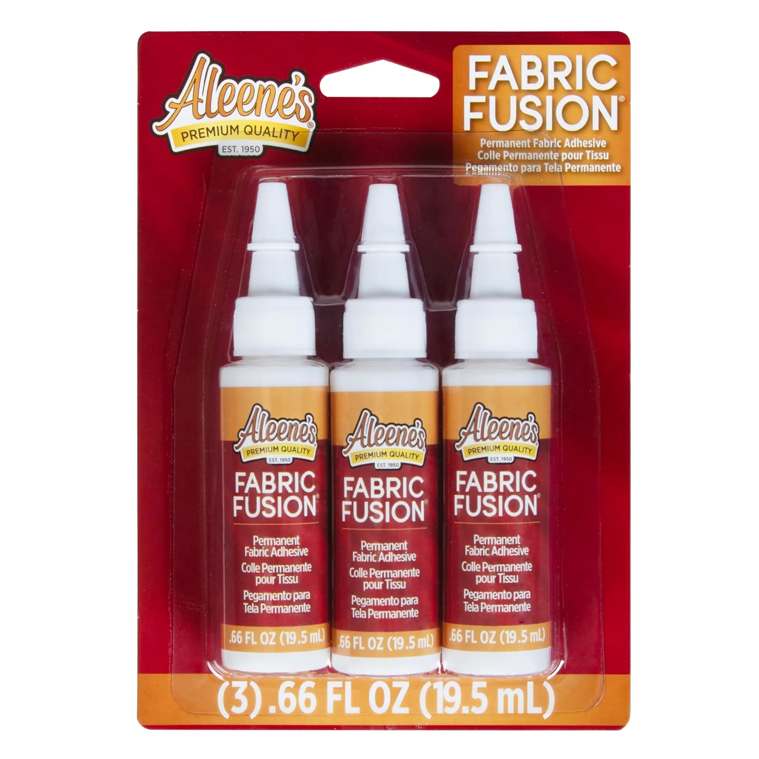 Aleene's Fabric Fusion Glue 0.66 fl oz (18.7 ml) 3-Pack | Permanent Fabric Adhesive for Clothing & Crafts — Clear