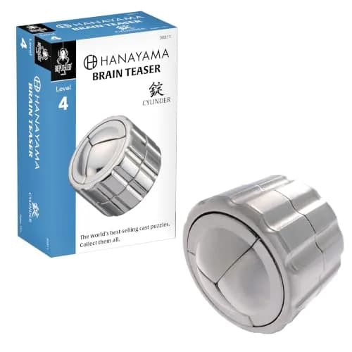 Bepuzzled Hanayama Cylinder Metal Brainteaser Puzzle | Mensa Rated Level 4, 11.9 cm (4.72") thumbnail 1
