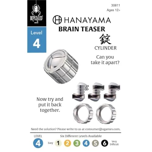 Bepuzzled Hanayama Cylinder Metal Brainteaser Puzzle | Mensa Rated Level 4, 11.9 cm (4.72") thumbnail 8