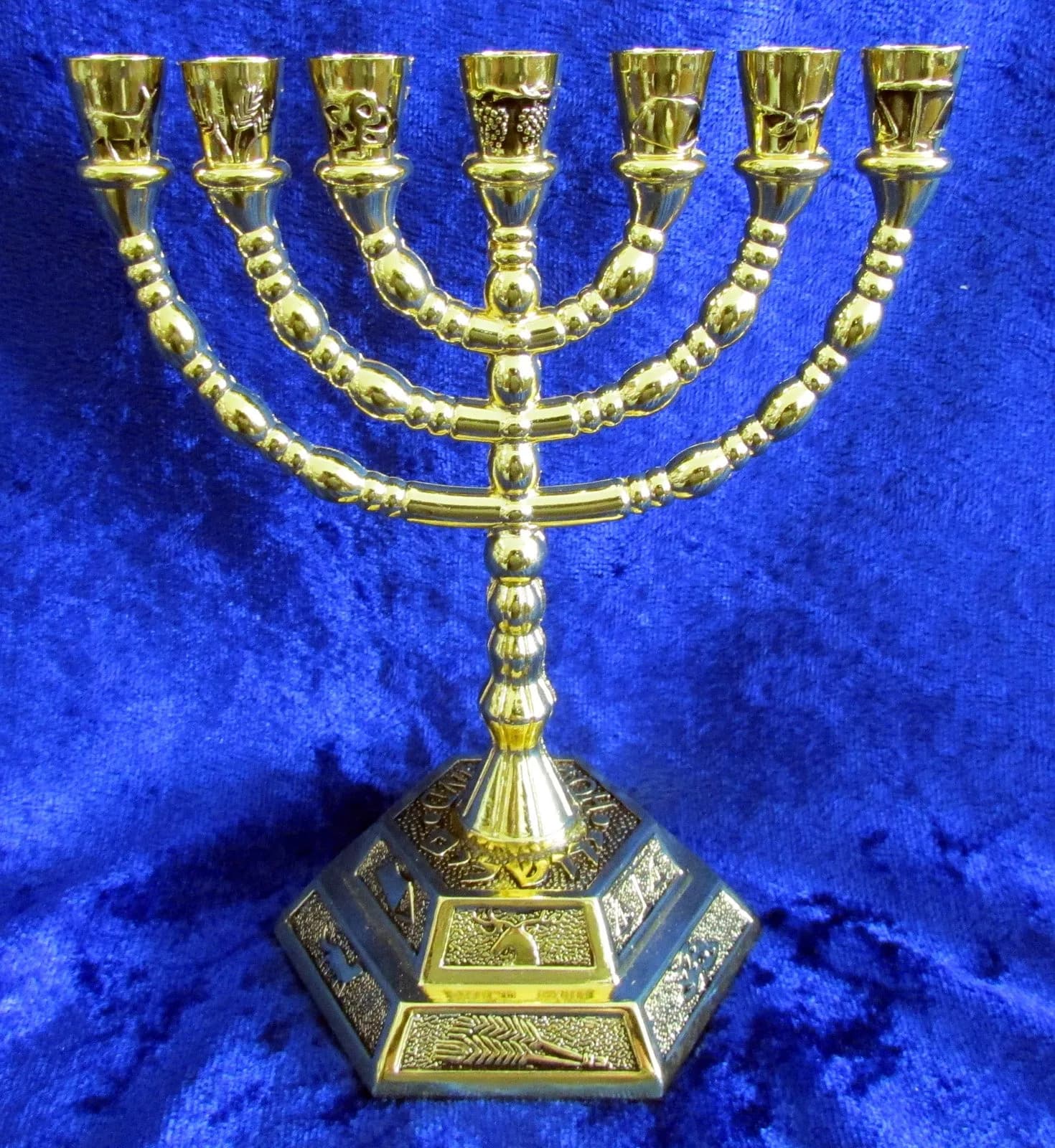 Shofars From Afar 12 Tribes of Israel Jerusalem Menorah 5" Inches Gold or Silver | Emblems & Hebrew Base