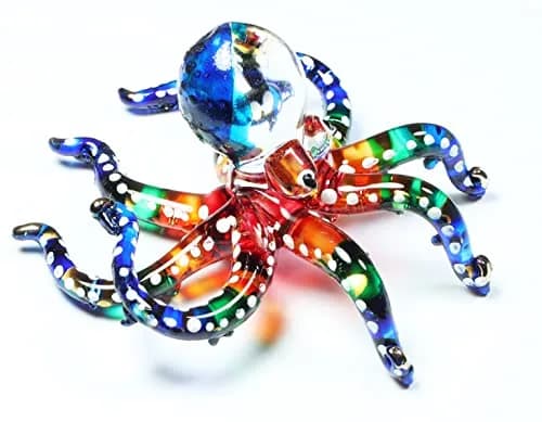 WitnyStore 3" White Dot Multicolor Octopus Glass Figurine | Handcrafted Art for Collectors thumbnail 5