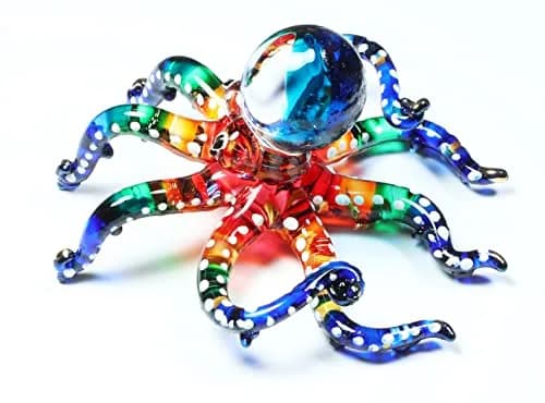 WitnyStore 3" White Dot Multicolor Octopus Glass Figurine | Handcrafted Art for Collectors thumbnail 6