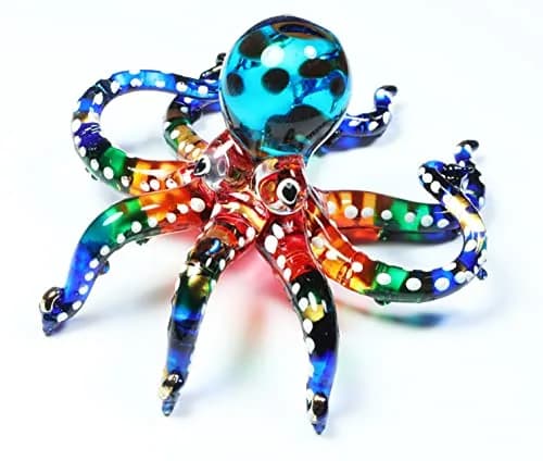 WitnyStore 3" White Dot Multicolor Octopus Glass Figurine | Handcrafted Art for Collectors thumbnail 2