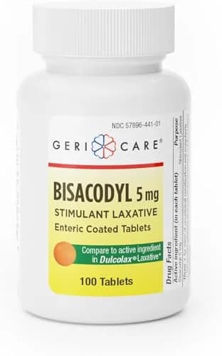 GeriCare Bisacodyl 5 mg Coated Tablets | Gentle Overnight Constipation Relief (100 Count) thumbnail 1