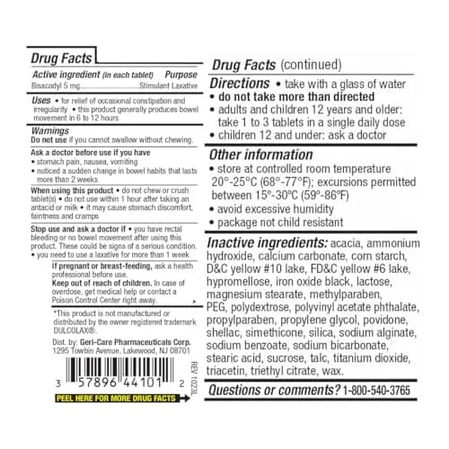 GeriCare Bisacodyl 5 mg Coated Tablets | Gentle Overnight Constipation Relief (100 Count) thumbnail 8