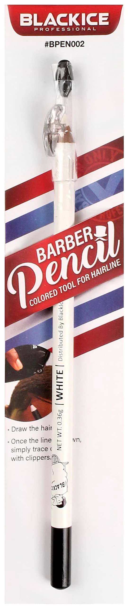 Black Ice Spray Barber Pencil (White) | Hairline Drawing Tool for Men — White