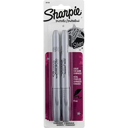 Sharpie Metallic Permanent Markers, Fine Point, Silver, Pack of 12 | Opaque Ink for Dark Surfaces thumbnail 1