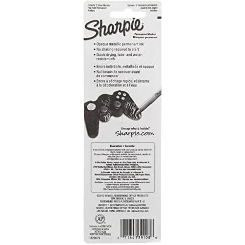 Sharpie Metallic Permanent Markers, Fine Point, Silver, Pack of 12 | Opaque Ink for Dark Surfaces thumbnail 2