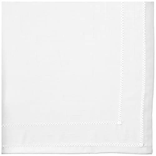 Violet Linen Hem Stitch Embroidered Vintage Design Tablecloth White 54" x 72" | Classic Durable Vintage Style thumbnail 2