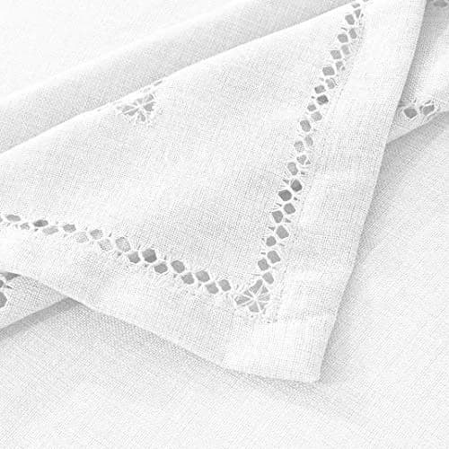 Violet Linen Hem Stitch Embroidered Vintage Design Tablecloth White 68" x 108" | Elegant Dining Decor thumbnail 2