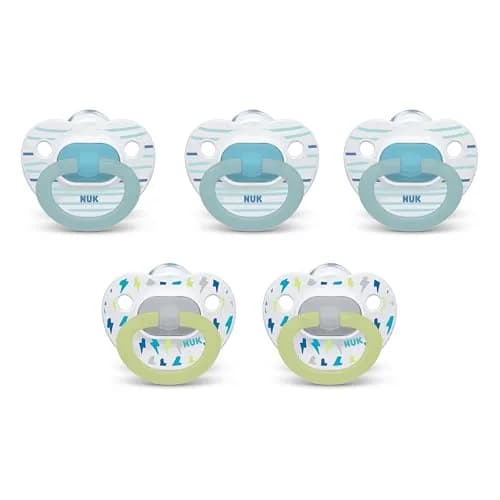 NUK First Choice Classic Orthodontic Baby Pacifier 6-18 Months 5-Pack | BPA-Free Silicone Nipple for Natural Sucking thumbnail 1