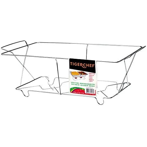 Tiger Chef Full Size Chrome Wire Frame Chafer Stand 12 Pack | Durable Buffet Food Warmer Rack thumbnail 1