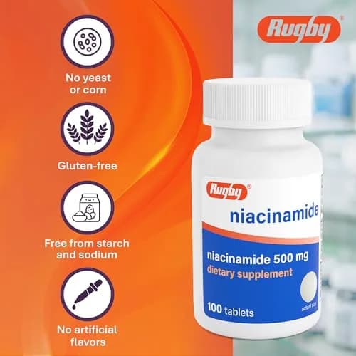 Rugby Niacinamide 500 mg Tablets | No Artificial Flavors, 100 Count (3-Pack) thumbnail 6