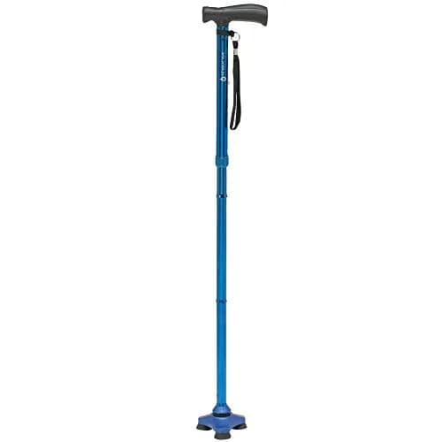 HurryCane Freedom Edition Foldable Walking Cane with T Handle, Blue | Adjustable Height 30.5"-37.5" | Patented SteadiGrip Base thumbnail 1
