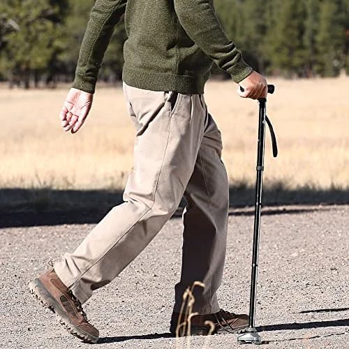 HurryCane Freedom Edition Foldable Walking Cane with T Handle, Blue | Adjustable Height 30.5"-37.5" | Patented SteadiGrip Base thumbnail 4