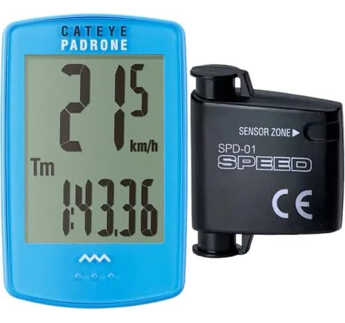 CATEYE Padrone Wireless Bike Computer (Blue) | Large Display, Easy Navigation, 1-Year Battery thumbnail 1