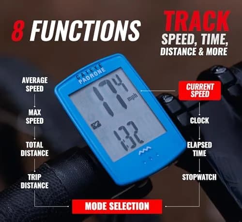 CATEYE Padrone Wireless Bike Computer (Blue) | Large Display, Easy Navigation, 1-Year Battery thumbnail 4