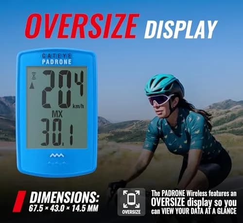 CATEYE Padrone Wireless Bike Computer (Blue) | Large Display, Easy Navigation, 1-Year Battery thumbnail 2
